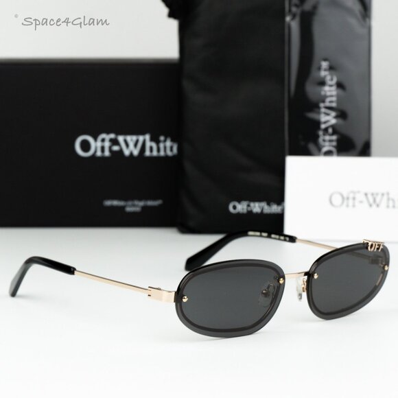 Off-White Women Sunglasses Gold Grey Oval OERI13M MIAMI 7607 NEW AUTHENTIC main image 9